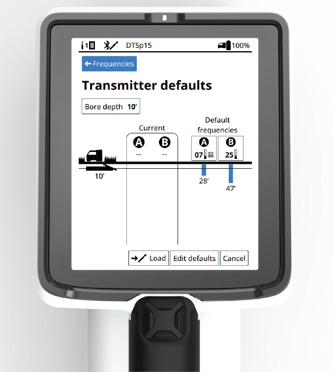DCI ARES transmitter defaults screen